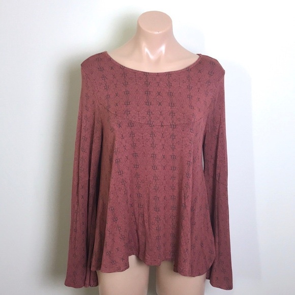 Anamá Keyhole Bell Sleeve Top Rust Snakeskin - Picture 1 of 8
